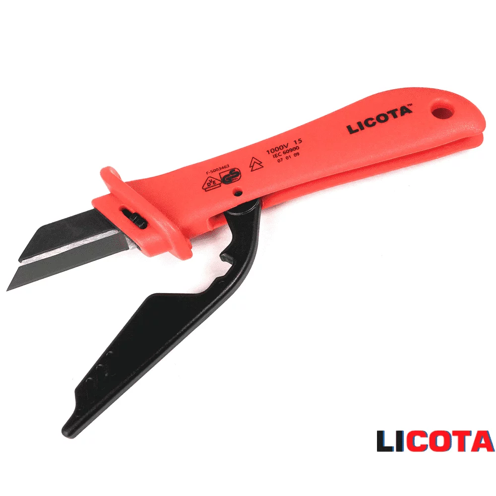 Нож электрика для снятия изоляции VDE 1000В, с откидной защитой "LICOTA"