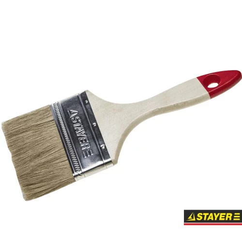 Кисть плоская с натур. щетиной STAYER дерев. ручка