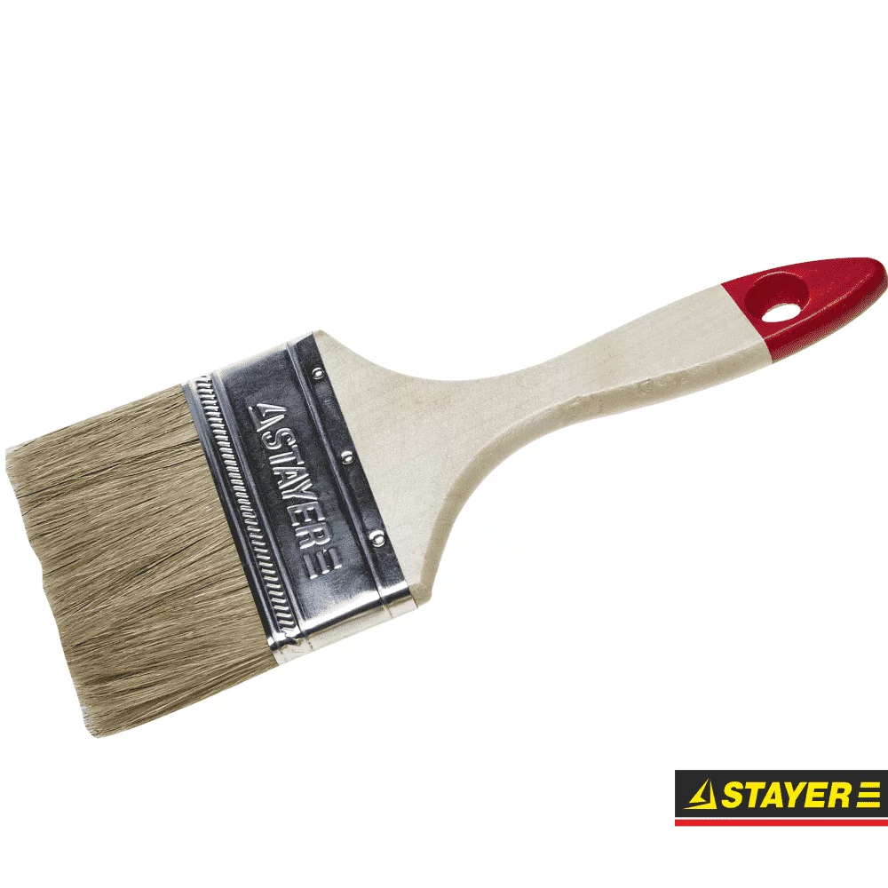 Кисть плоская с натур. щетиной STAYER дерев. ручка