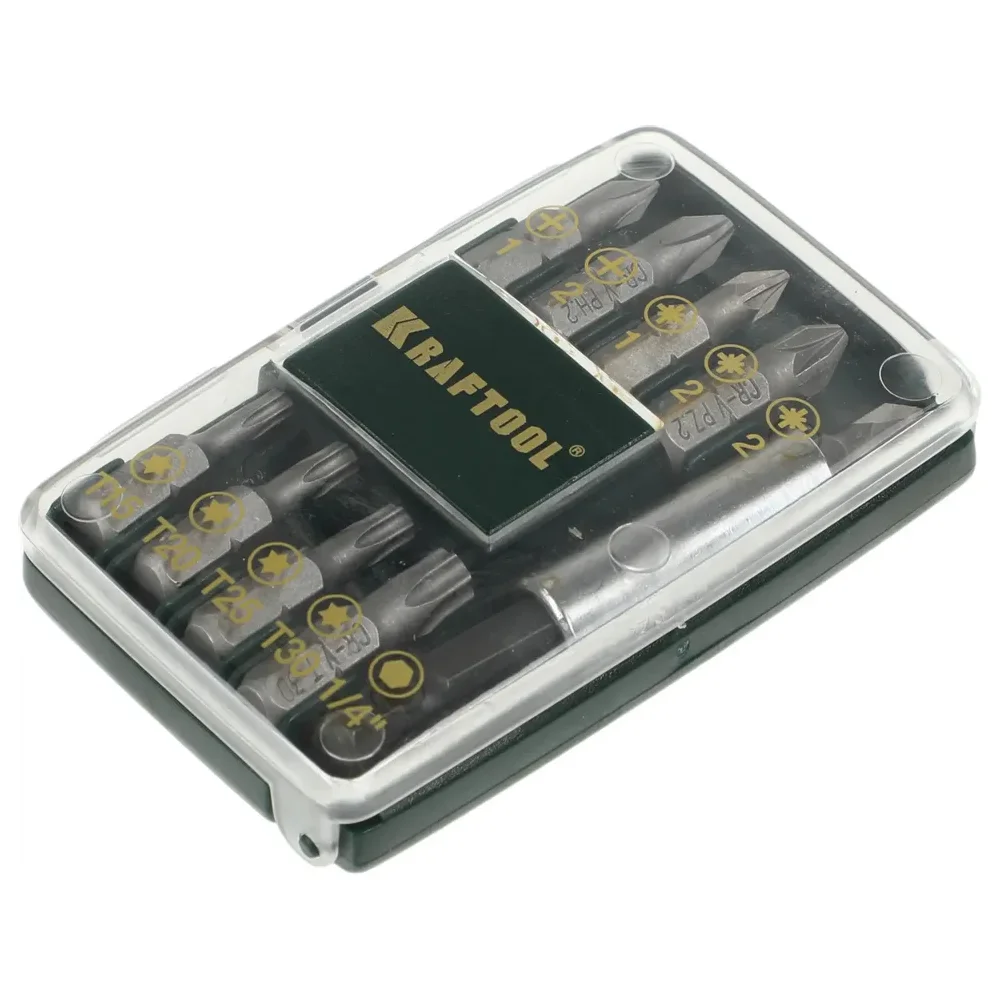 Набор бит «KRAFTOOL» 1/4″ 10 предм. с держателем